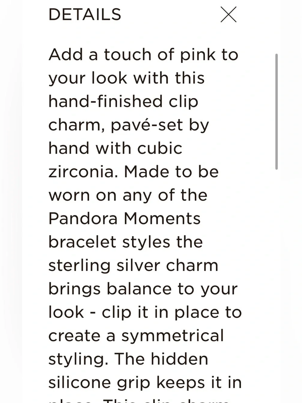 Pandora Sterling Silver Pink Pave Spacer Charm
